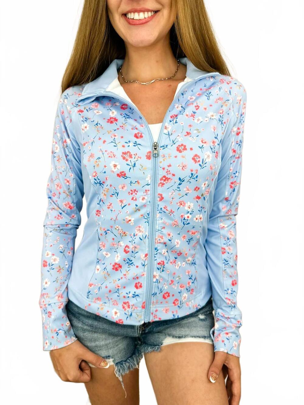 NEW BLAKELEY it's meant to be long sleeve zip up jacket in blue